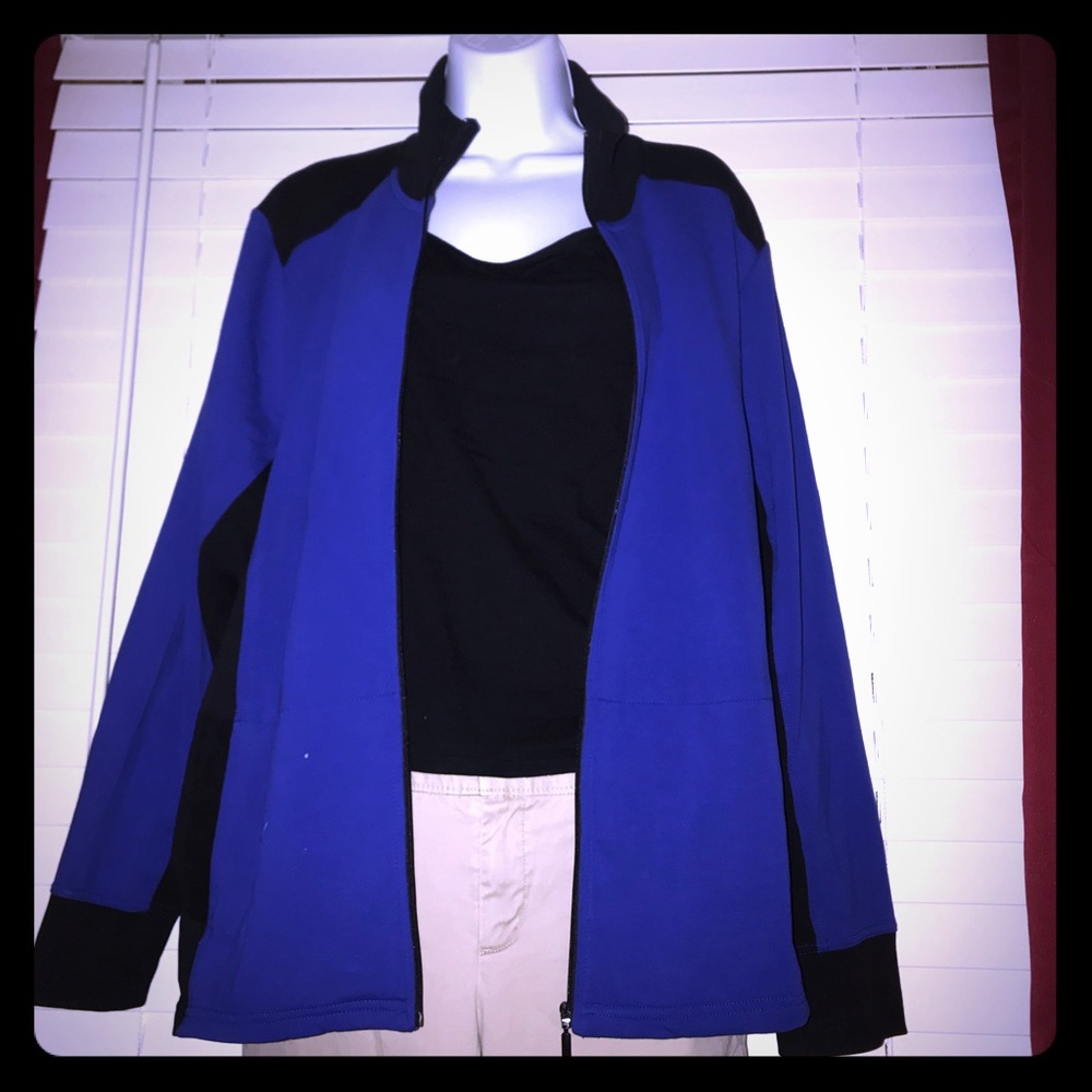 Ruby Rd. Blue and black zippered coat size 2x